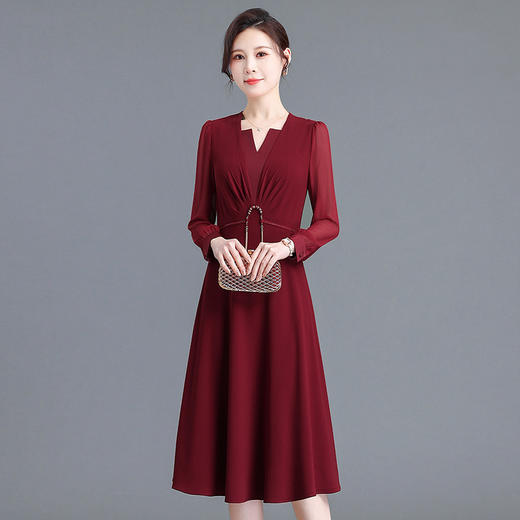 纯色连衣裙中长款，高腰裙打底A字裙QYM-YX-EB23C05-Y 商品图0