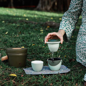 万仟堂 茶具 快客杯 清欢 茶壶茶杯茶漏 旅行茶具套装 一壶两杯 功夫茶具套装 便携茶具