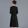 褶皱连衣裙中长款A字裙，纯色长袖裙高腰裙QYM-YX-HD23Q02-Y 商品缩略图2