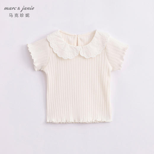 DD马克珍妮夏装新款 女童绣花娃娃领针织纯棉短袖T恤230679 商品图1
