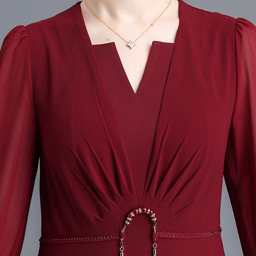 纯色连衣裙中长款，高腰裙打底A字裙QYM-YX-EB23C05-Y 商品图3