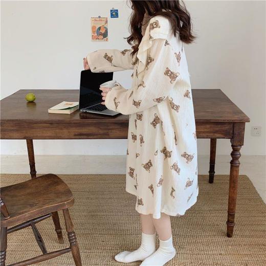 【超美纯欲风！可爱甜美小熊睡裙】舒适到像裸穿，穿上不想脱下来！日系甜美长款睡衣，长袖韩版睡裙宽松睡衣女秋冬款宽松家居服可外穿春 商品图3