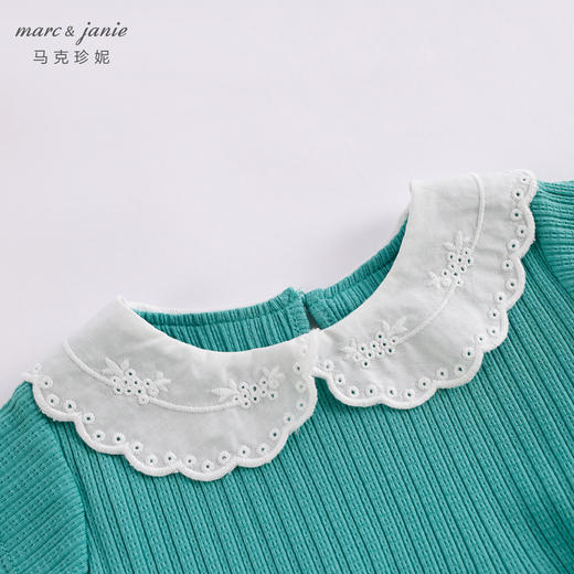 马克珍妮夏装新款 女童娃娃领针织纯棉网纱连衣裙230680 商品图3