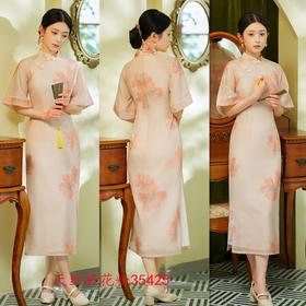 天丝提花长款大袖少女款旗袍2023春夏新款时尚改良素雅小清新旗袍