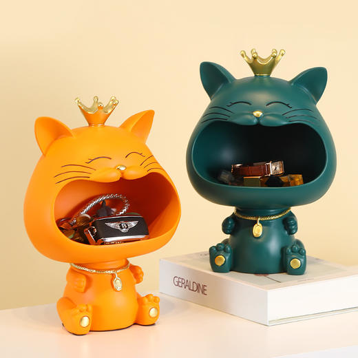 大号创意钥匙收纳大嘴猫摆件现代简约家居玄关装饰品 商品图3