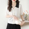 韩版拼色娃娃领，短袖针织开衫CC-AB86009 商品缩略图3