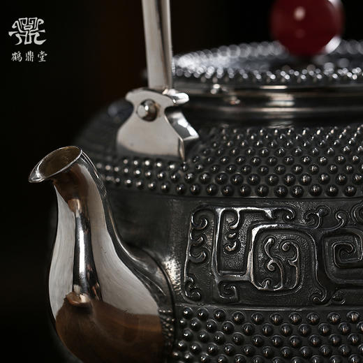 鹤鼎堂 于鹤系列福履霰纹汝钉汤沸錾刻龙章凤姿银壶（缺货） 商品图1
