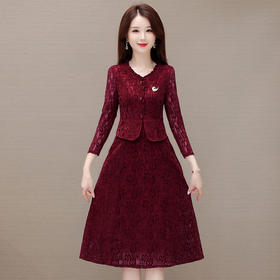 时尚蕾丝透气网纱裙，假两件连衣裙QYM-LRX-XH2306-Y