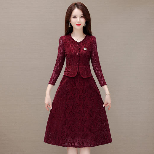 时尚蕾丝透气网纱裙，假两件连衣裙QYM-LRX-XH2306-Y 商品图0