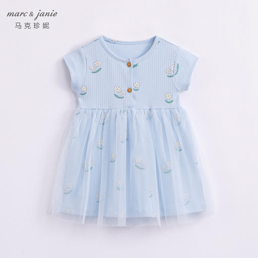 马克珍妮夏装女童弹力针织网纱连衣裙 儿童裙子230865 商品图2