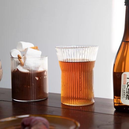 「两款尺寸！日式竖纹杯」日式竖纹玻璃咖啡杯 泡茶杯条纹手冲挂耳咖啡杯颜值筋纹隔热茶杯餐饮用具 商品图3