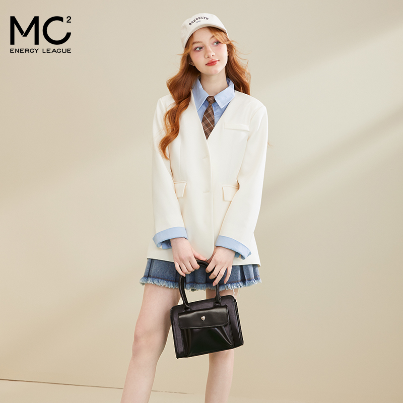 女装假两件翻领撞色西装外套-82301X3212003