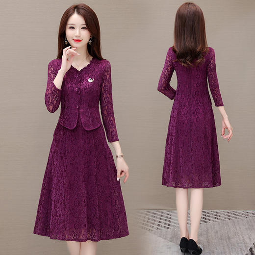 时尚蕾丝透气网纱裙，假两件连衣裙QYM-LRX-XH2306-Y 商品图2