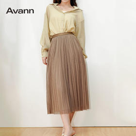 Avann法式珠贝网纱裙