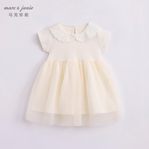 马克珍妮夏装新款 女童娃娃领针织纯棉网纱连衣裙230680 商品图1