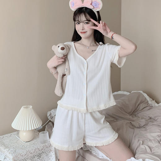 【抖音爆款公主风睡衣】舒适到像裸穿，穿上不想脱下来！睡衣女夏季短袖可爱棉质家居服高质感款式新款可外穿大码套装女 商品图1