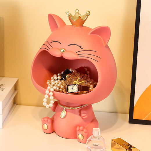 大号创意钥匙收纳大嘴猫摆件现代简约家居玄关装饰品 商品图2