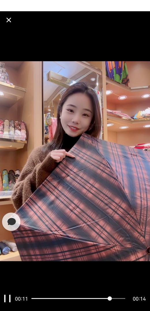 优品堂【格子风尚】三折超轻太阳伞 商品图0