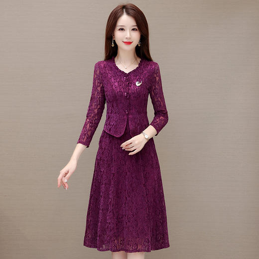 时尚蕾丝透气网纱裙，假两件连衣裙QYM-LRX-XH2306-Y 商品图5