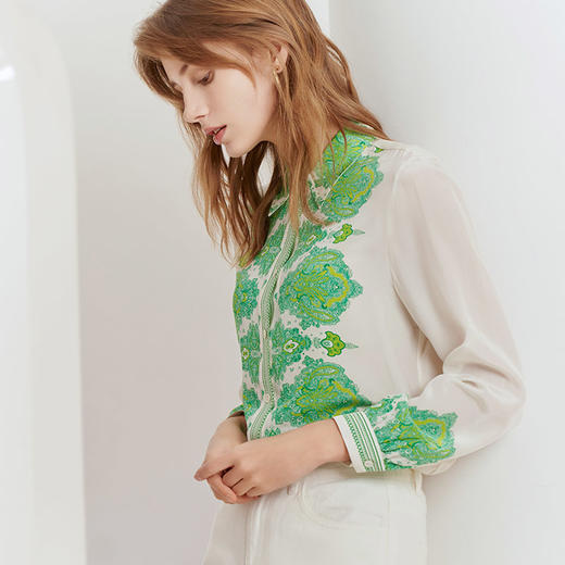 【桑蚕丝印花衬衫】23年春夏新品100%桑蚕丝衬衫时尚真丝上衣 商品图2