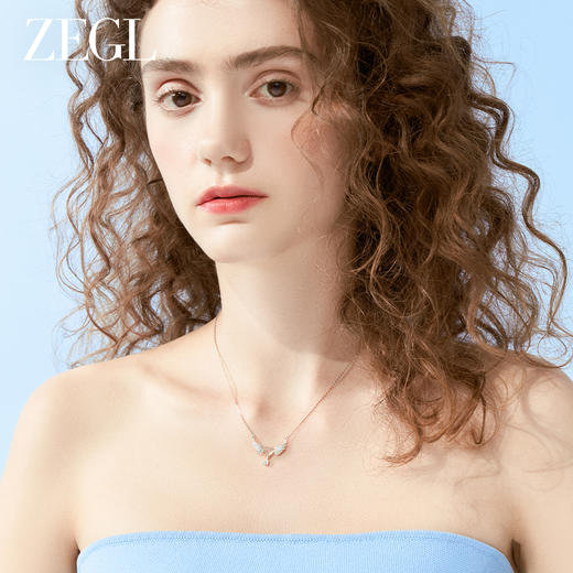ZEGL天使之翼白玉项链女生925纯银轻奢小众锁骨链生日礼物送女友 商品图4