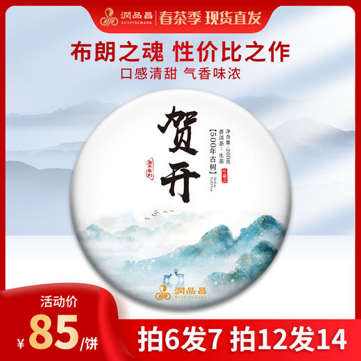 【贺开】润品昌古500纯料普洱生茶2020年头春饼茶200克饼茶 商品图0
