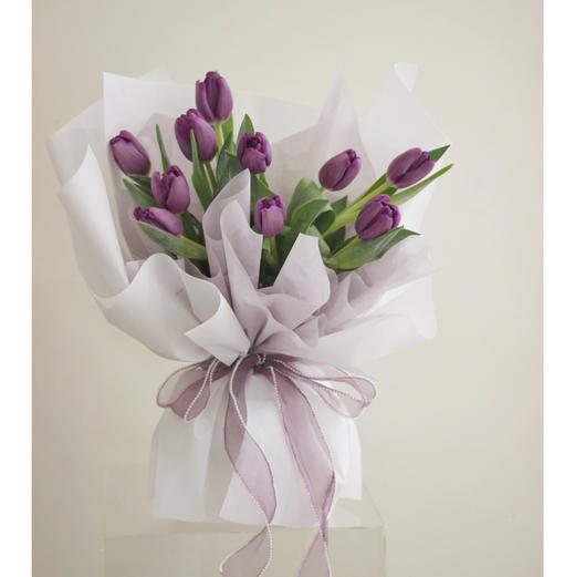 《葡萄紫》-10枝紫色郁金香花束 商品图2
