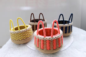 编织亚麻收纳篮花篮玄关收纳筐装饰篮