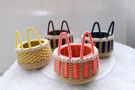 编织亚麻收纳篮花篮玄关收纳筐装饰篮 商品图0