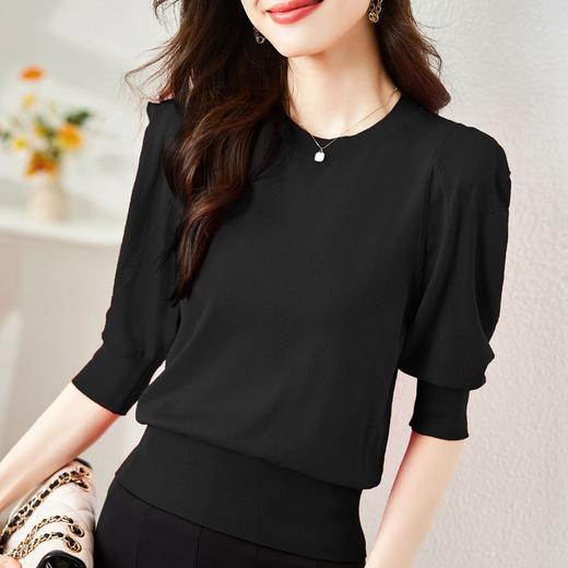 圆领冰丝半袖打底衫，春夏新款内搭短款针织衫通勤显瘦上衣CC-AB7129 商品图7