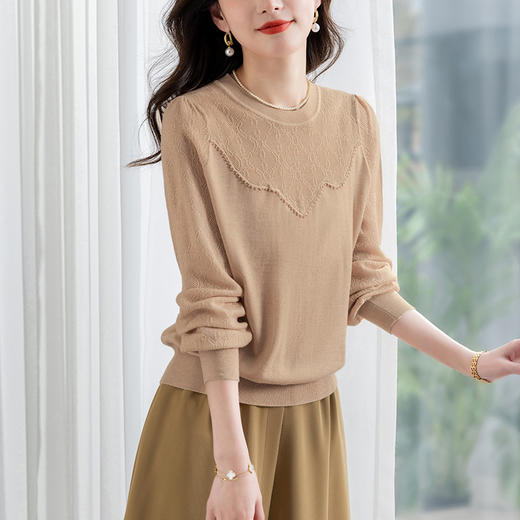 早春小衫内搭打底衫，漂亮洋气蕾丝长袖t恤CC- 52-F13 商品图5