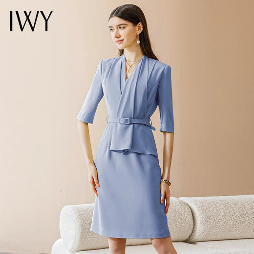IWY/职业西装套装新款连衣裙杏色夏季五分袖工作服时尚小香风气质22XQ0021 商品图8