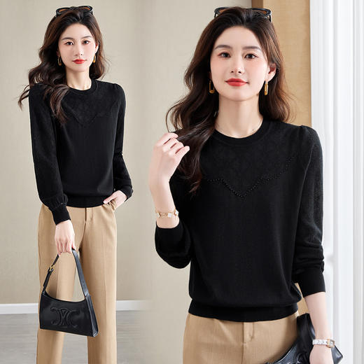 早春小衫内搭打底衫，漂亮洋气蕾丝长袖t恤CC- 52-F13 商品图4