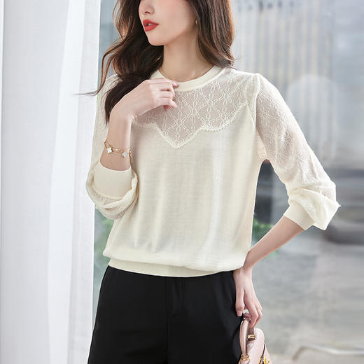 早春小衫内搭打底衫，漂亮洋气蕾丝长袖t恤CC- 52-F13 商品图6
