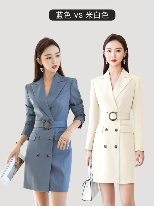 春秋新款时尚职业连衣裙收腰显瘦气质女神范西装裙设计感小众裙子 商品图2