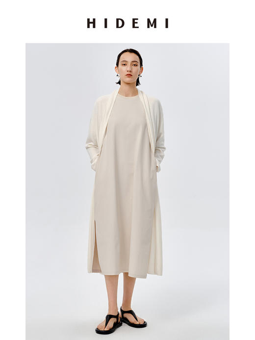 HIDEMI 美利奴羊毛系列慵懒系廓形针织长款外套 黑色/灰色/乳白色 商品图9