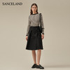 【2F】SANCELAND三石一澜23春绵羊毛复古黑白条纹毛衫套头衫SH11801059 商品缩略图0