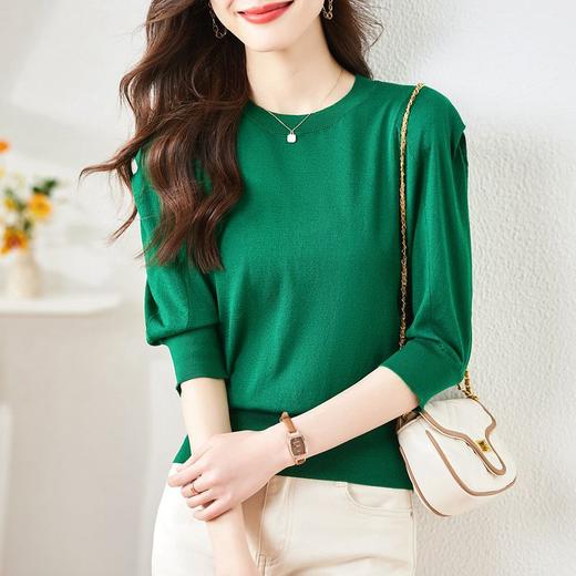 圆领冰丝半袖打底衫，春夏新款内搭短款针织衫通勤显瘦上衣CC-AB7129 商品图5