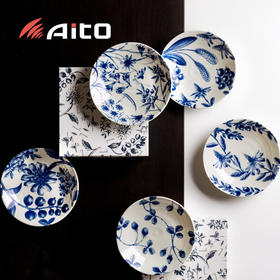 【AITO】日本原产 Botanical美浓烧陶瓷餐盘早午晚餐盘5件套
