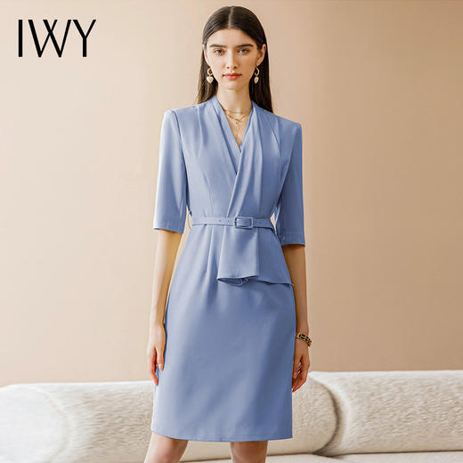 IWY/职业西装套装新款连衣裙杏色夏季五分袖工作服时尚小香风气质22XQ0021 商品图4