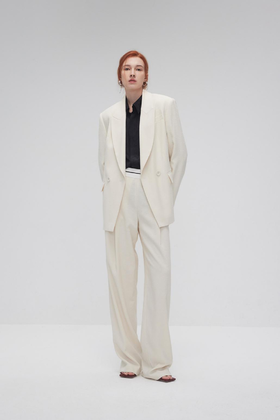 贴边肌理阔腿裤