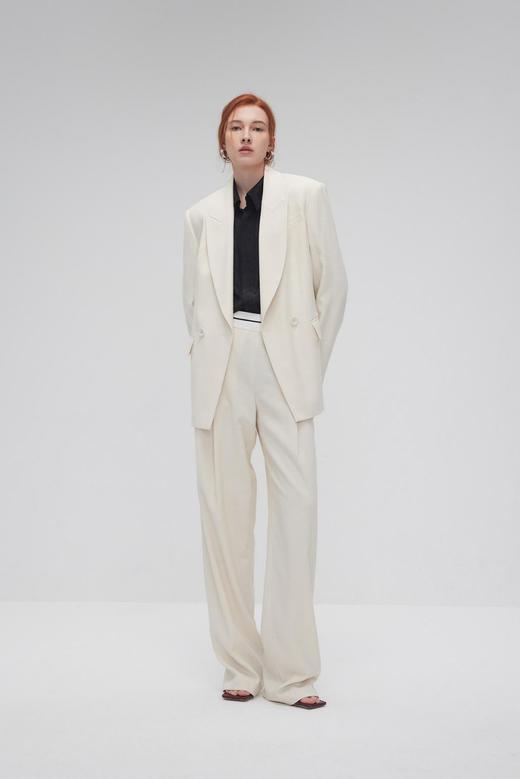 贴边肌理阔腿裤 商品图0