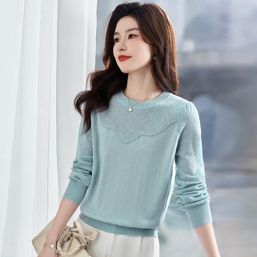 早春小衫内搭打底衫，漂亮洋气蕾丝长袖t恤CC- 52-F13 商品图2
