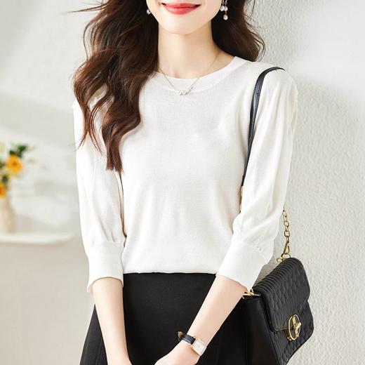 圆领冰丝半袖打底衫，春夏新款内搭短款针织衫通勤显瘦上衣CC-AB7129 商品图6