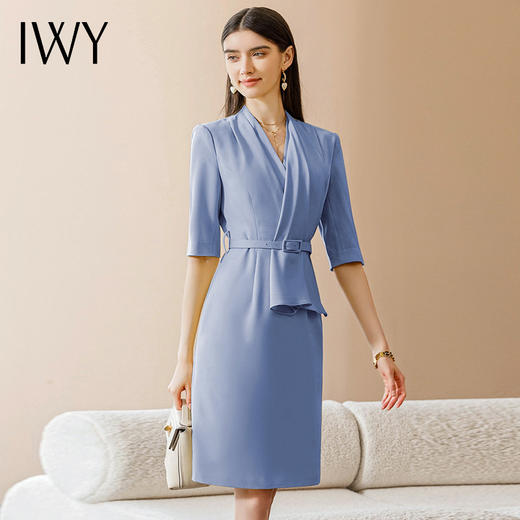 IWY/职业西装套装新款连衣裙杏色夏季五分袖工作服时尚小香风气质22XQ0021 商品图6
