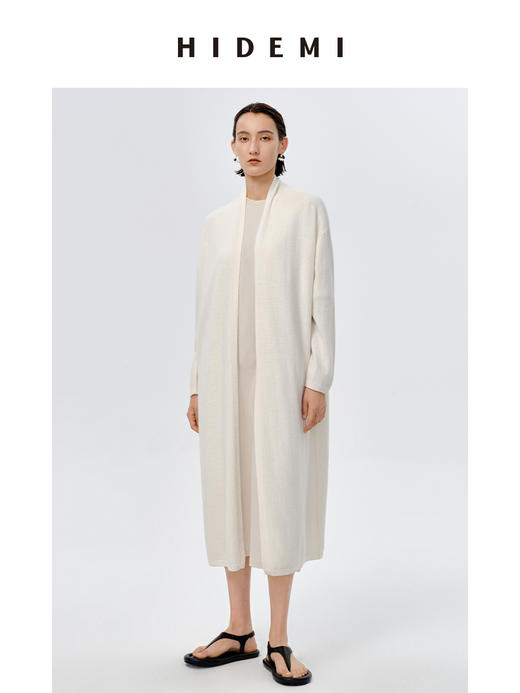 HIDEMI 美利奴羊毛系列慵懒系廓形针织长款外套 黑色/灰色/乳白色 商品图8
