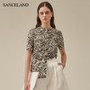 【2F】SANCELAND三石一澜23春双绉真丝衬衣短袖黑白印花衬衫SH11101082 商品缩略图3