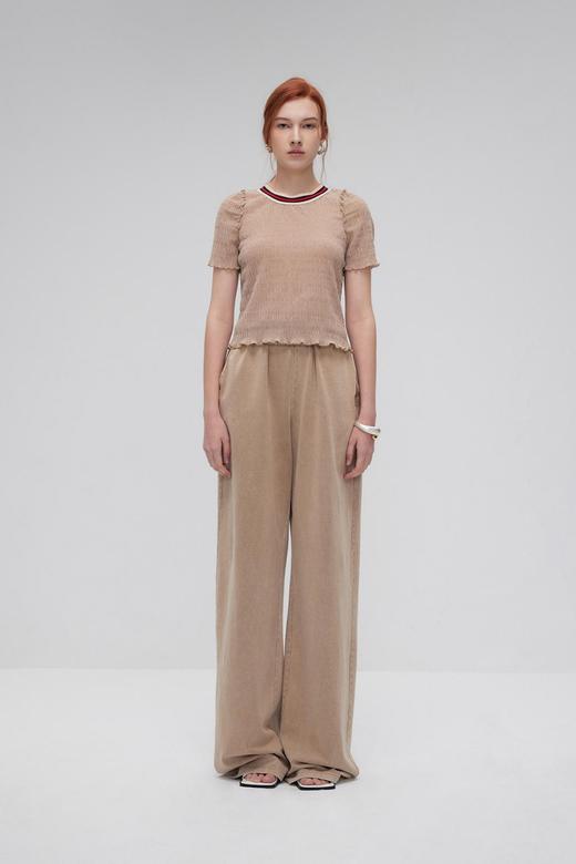 撞色罗纹圆领T恤 商品图0