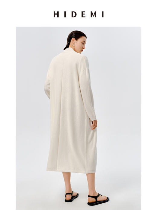 HIDEMI 美利奴羊毛系列慵懒系廓形针织长款外套 黑色/灰色/乳白色 商品图11