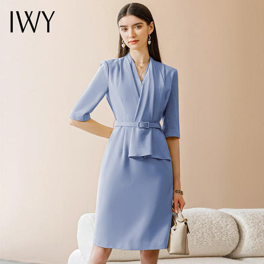 IWY/职业西装套装新款连衣裙杏色夏季五分袖工作服时尚小香风气质22XQ0021 商品图5